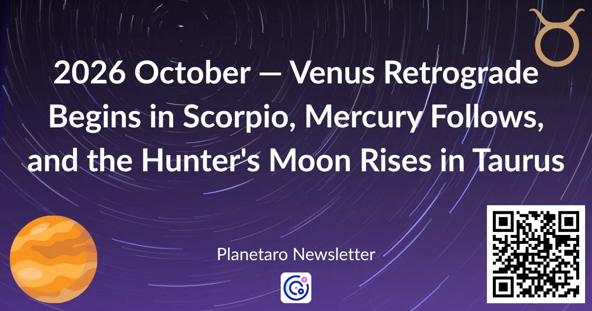 October 2026 astrology overview: Venus retrograde in Scorpio, Mercury retrograde, and the Hunter's Moon in Taurus